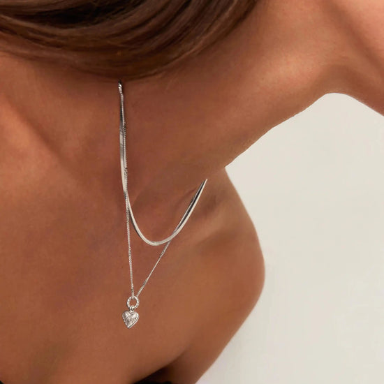 Mini Ridge Heart Charm Pendant Necklace | Sterling Silver Necklaces Missoma 