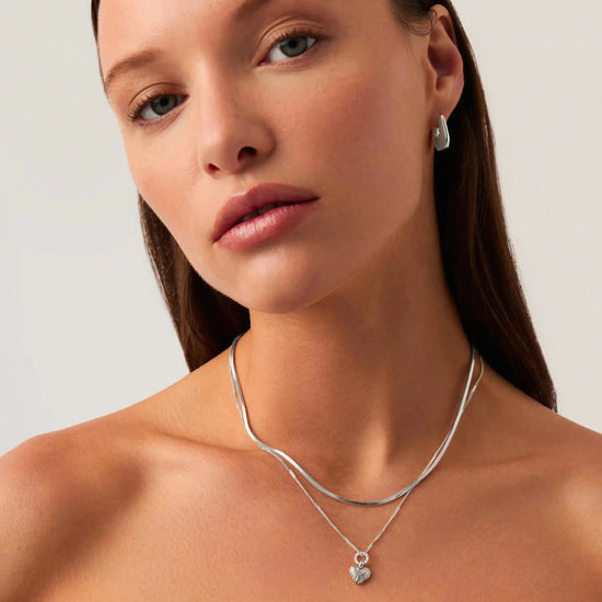 Mini Ridge Heart Charm Pendant Necklace | Sterling Silver Necklaces Missoma 