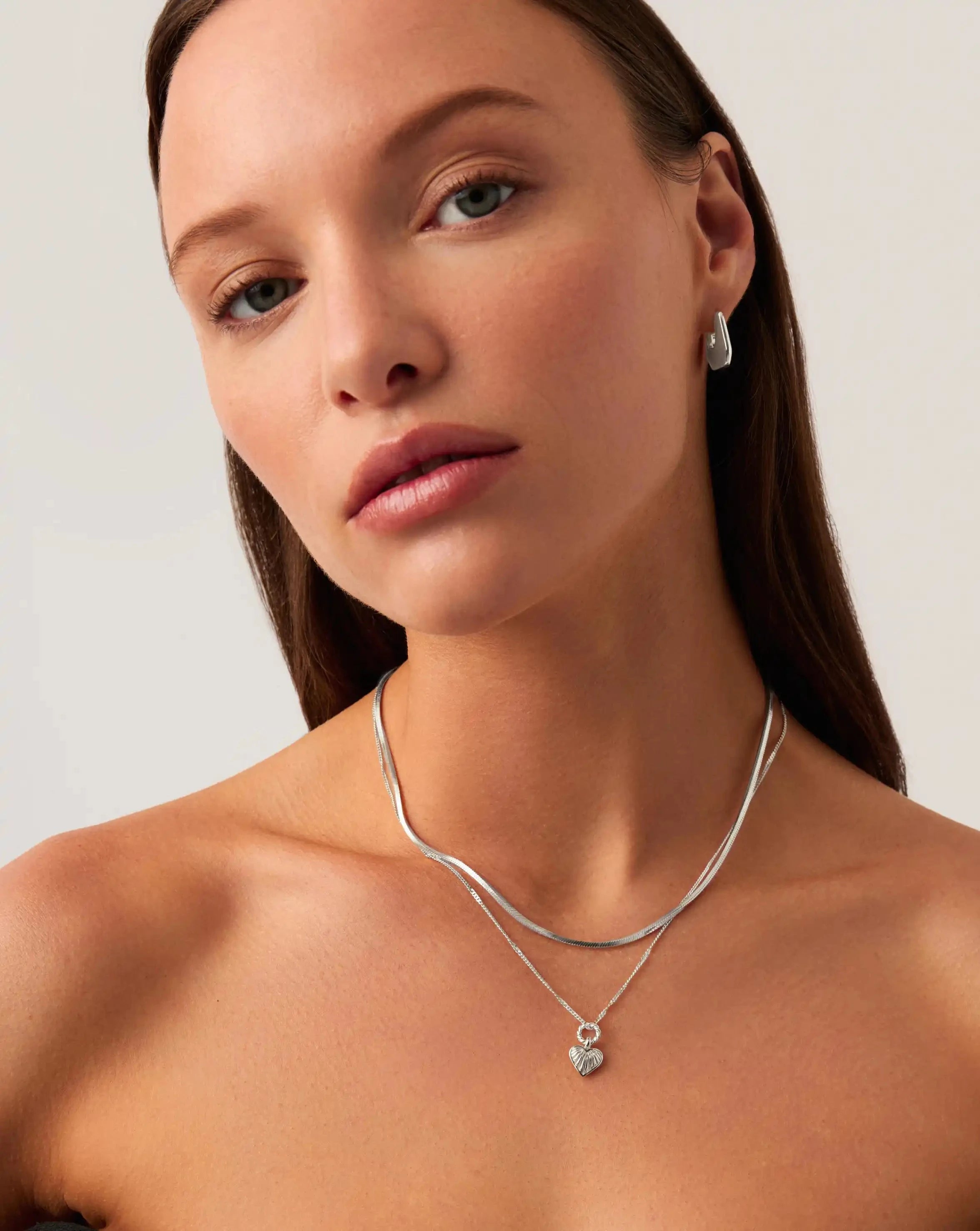 Mini Ridge Heart Charm Pendant Necklace | Sterling Silver Necklaces Missoma 