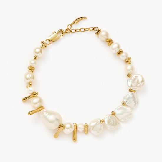 Mixed Pearl Statement Beaded Bracelet | 18ct Gold Plated/Pearl Bracelets Missoma 