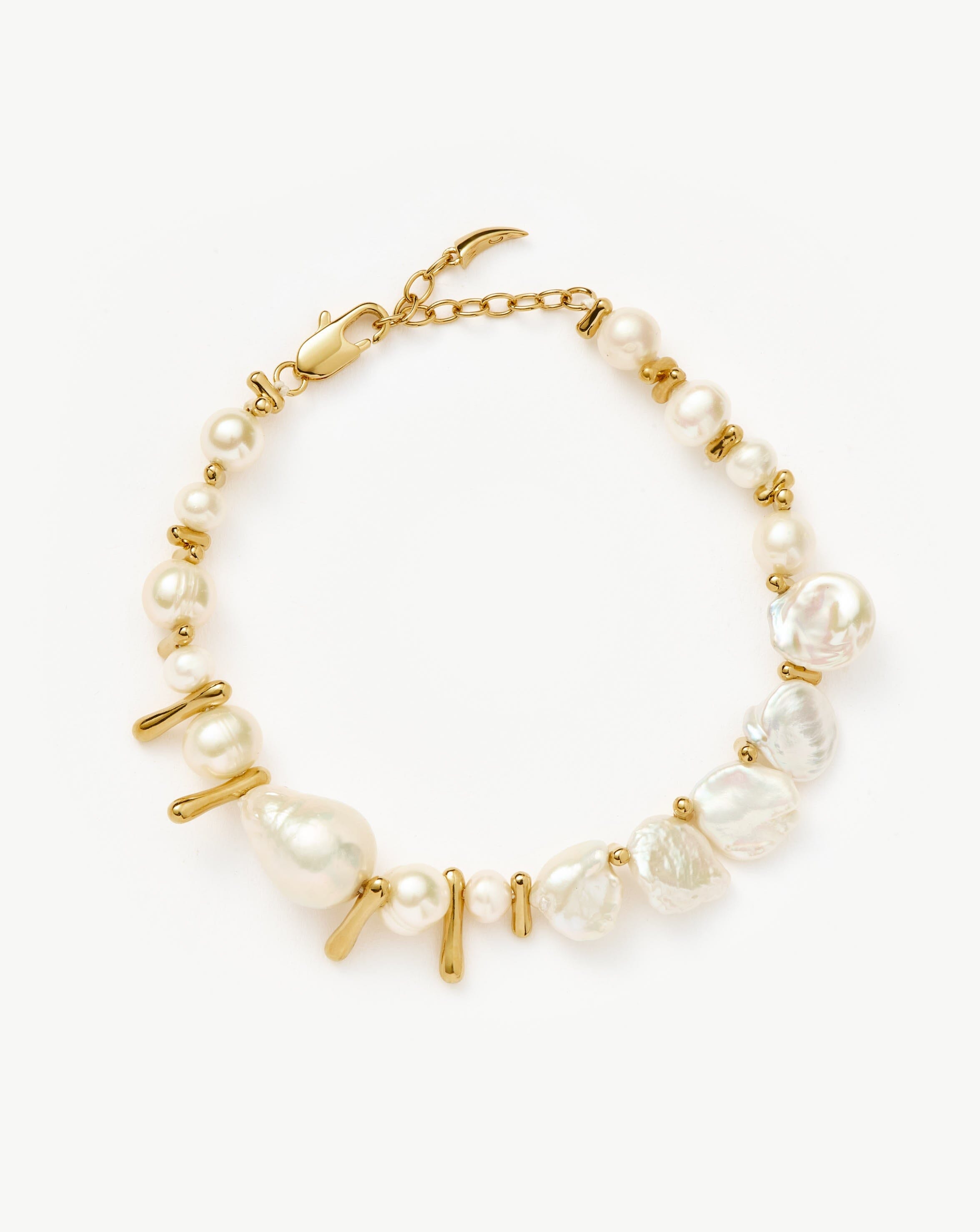 Mixed Pearl Statement Beaded Bracelet | 18ct Gold Plated/Pearl Bracelets Missoma 