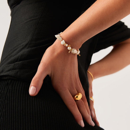 Mixed Pearl Statement Beaded Bracelet | 18ct Gold Plated/Pearl Bracelets Missoma 