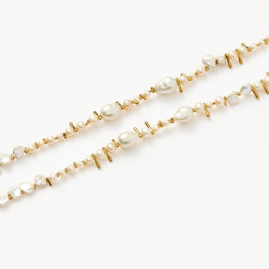 Mixed Pearl Statement Beaded Bracelet | 18ct Gold Plated/Pearl Bracelets Missoma 