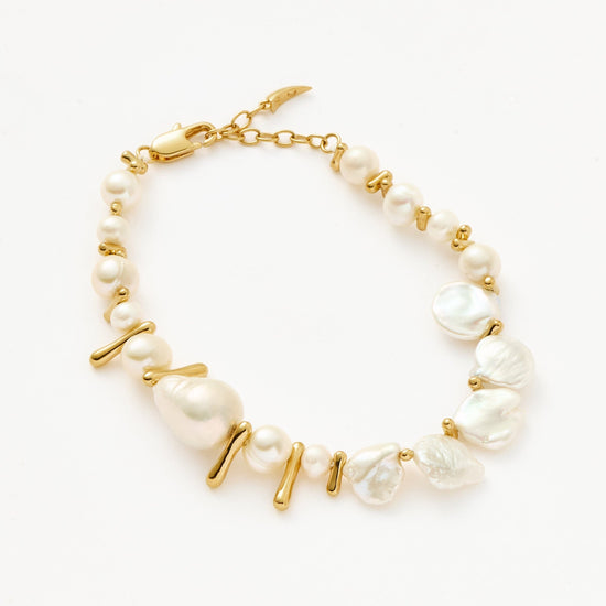 Mixed Pearl Statement Beaded Bracelet | 18ct Gold Plated/Pearl Bracelets Missoma 