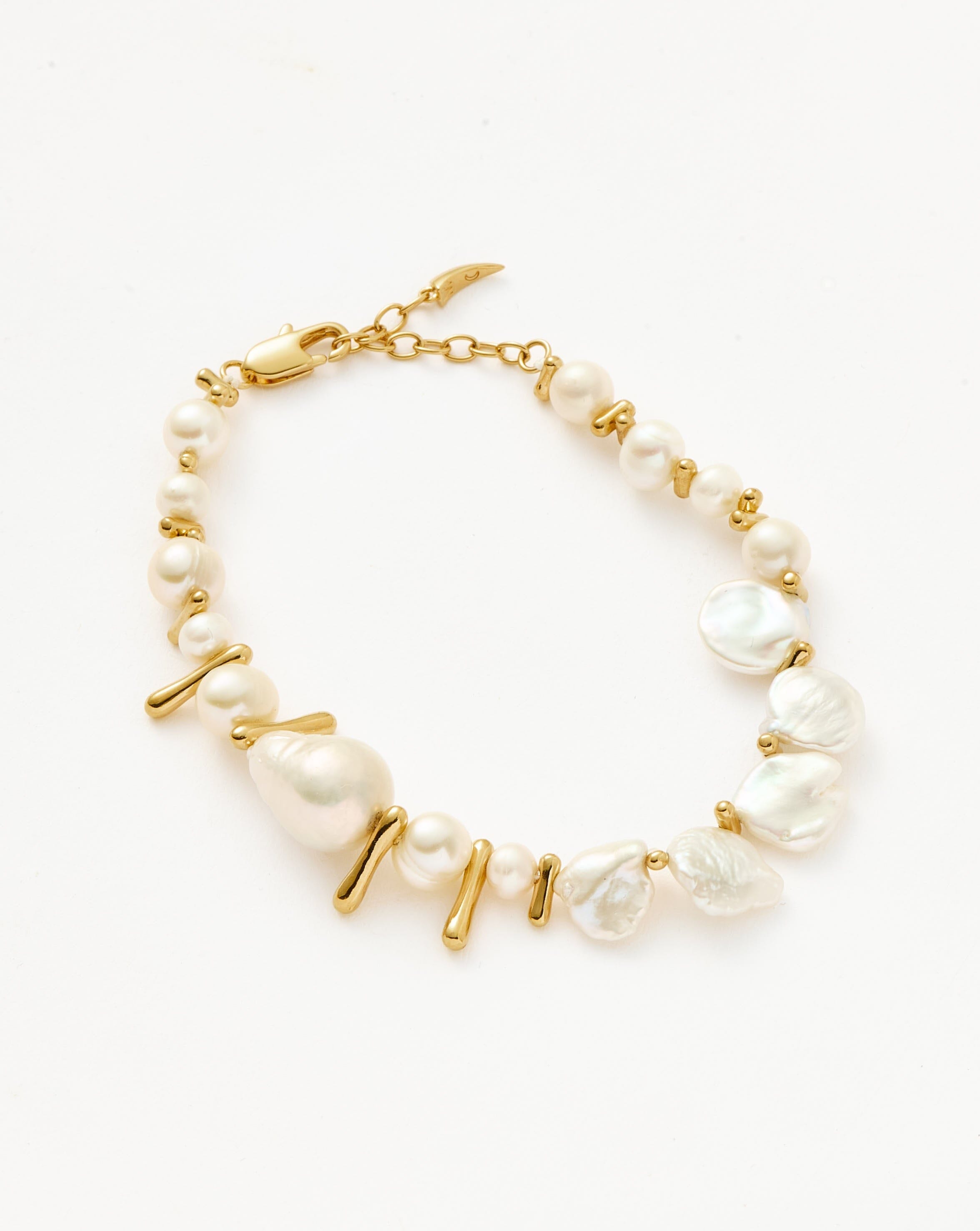 Mixed Pearl Statement Beaded Bracelet | 18ct Gold Plated/Pearl Bracelets Missoma 
