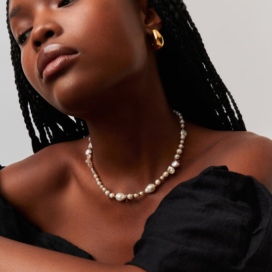 Mixed Pearl Statement Beaded Necklace | 18ct Gold Plated/Pearl Necklaces Missoma 