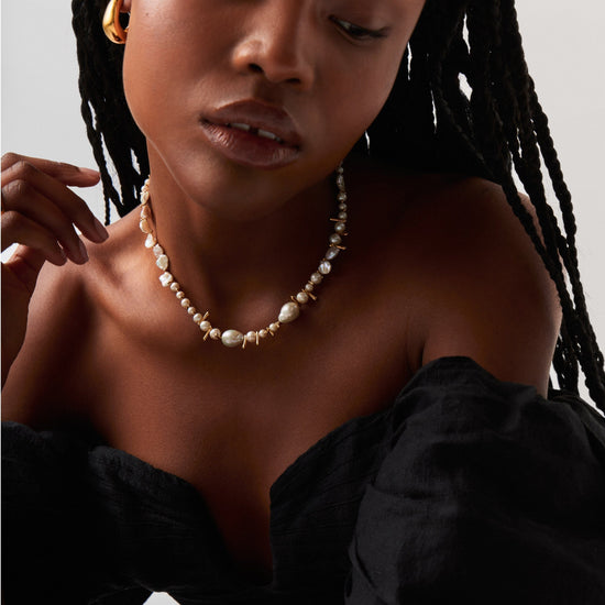Mixed Pearl Statement Beaded Necklace | 18ct Gold Plated/Pearl Necklaces Missoma 