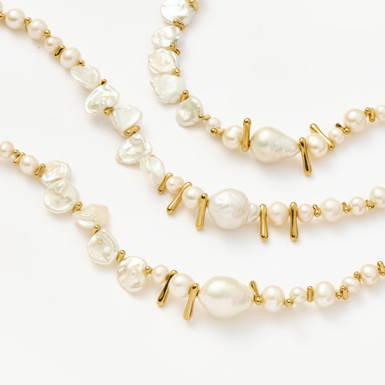 Mixed Pearl Statement Beaded Necklace | 18ct Gold Plated/Pearl Necklaces Missoma 