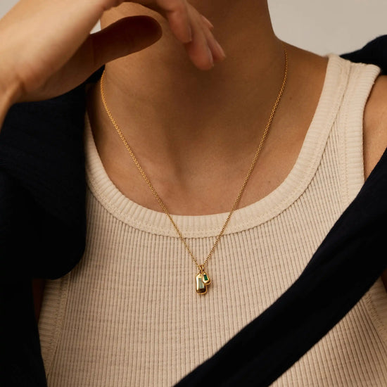 Molten Gemstone Bean Pendant Necklace | 18ct Gold Plated/Blue and Green Onyx Necklaces Missoma 