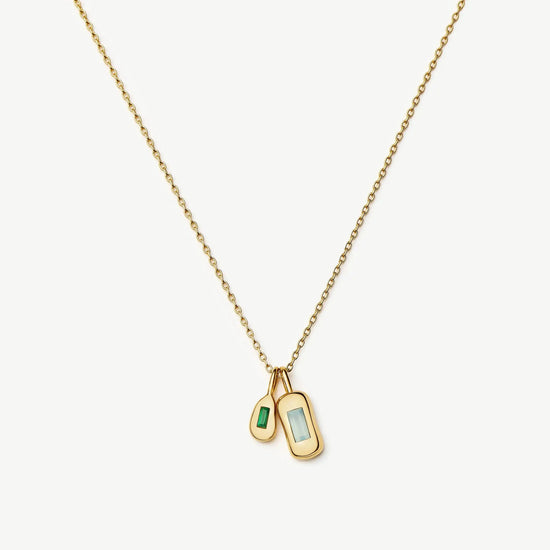 Molten Gemstone Bean Pendant Necklace | 18ct Gold Plated/Blue and Green Onyx Necklaces Missoma 