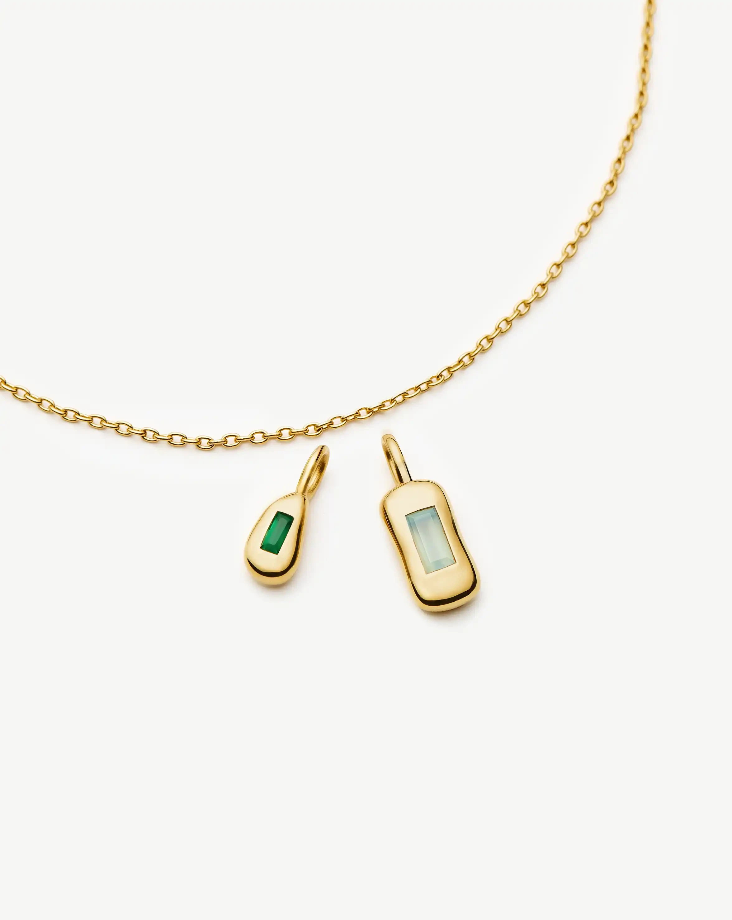 Molten Gemstone Bean Pendant Necklace | 18ct Gold Plated/Blue and Green Onyx Necklaces Missoma 