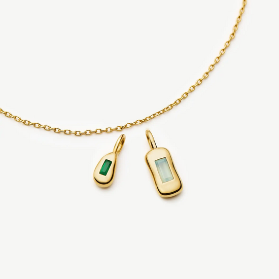 Molten Gemstone Bean Pendant Necklace | 18ct Gold Plated/Blue and Green Onyx Necklaces Missoma 