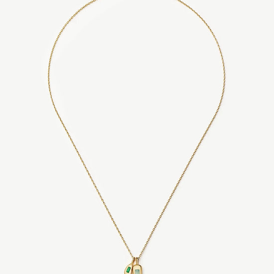 Molten Gemstone Bean Pendant Necklace | 18ct Gold Plated/Blue and Green Onyx Necklaces Missoma 