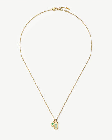 Molten Gemstone Bean Pendant Necklace | 18ct Gold Plated/Blue and Green Onyx Necklaces Missoma 