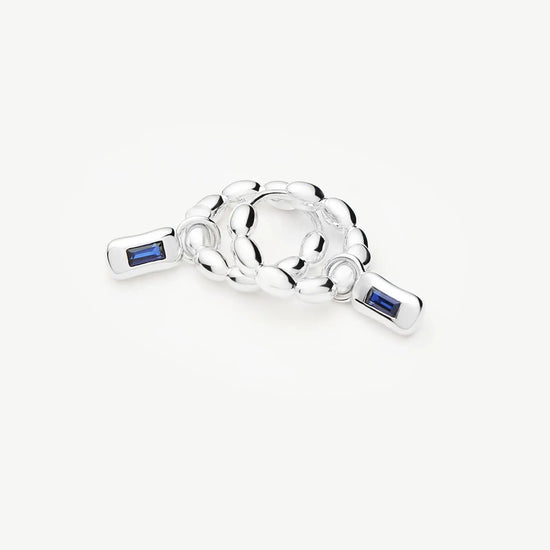Molten Gemstone Charm Hoop Earrings | Silver Plated/Lab Grown Blue Sapphire Earrings Missoma 