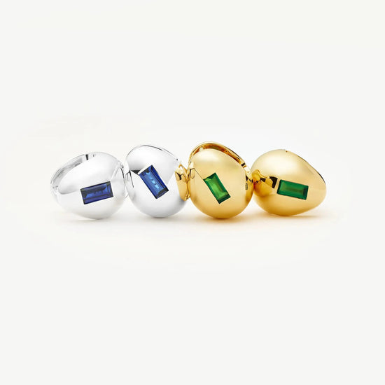 Molten Gemstone Dome Small Hoop Earrings | 18ct Gold Plated/Green Onyx Earrings Missoma 