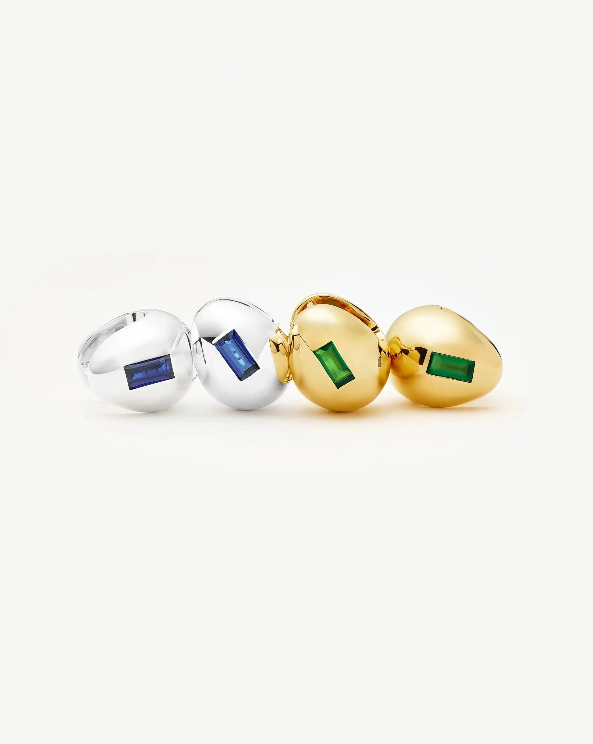 Molten Gemstone Dome Small Hoop Earrings | 18ct Gold Plated/Green Onyx Earrings Missoma 