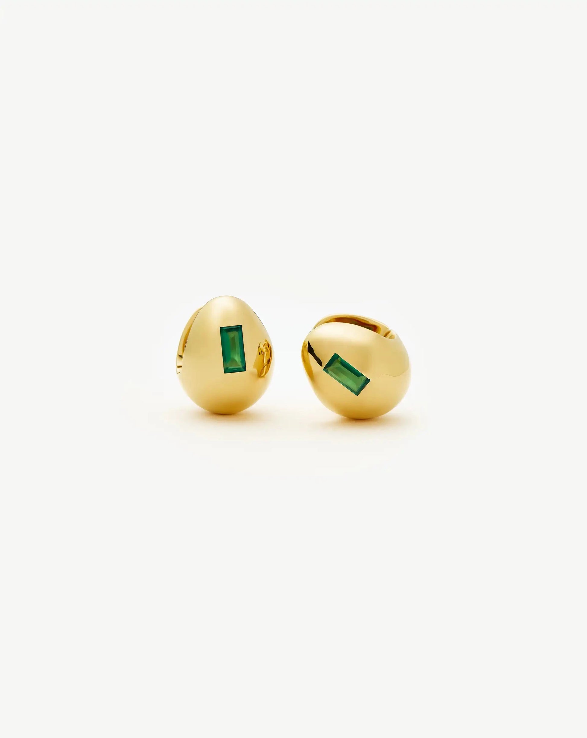 Molten Gemstone Dome Small Hoop Earrings | 18ct Gold Plated/Green Onyx Earrings Missoma 