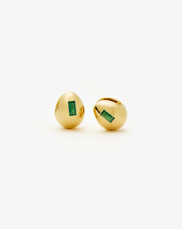 Molten Gemstone Dome Small Hoop Earrings | 18ct Gold Plated/Green Onyx Earrings Missoma 
