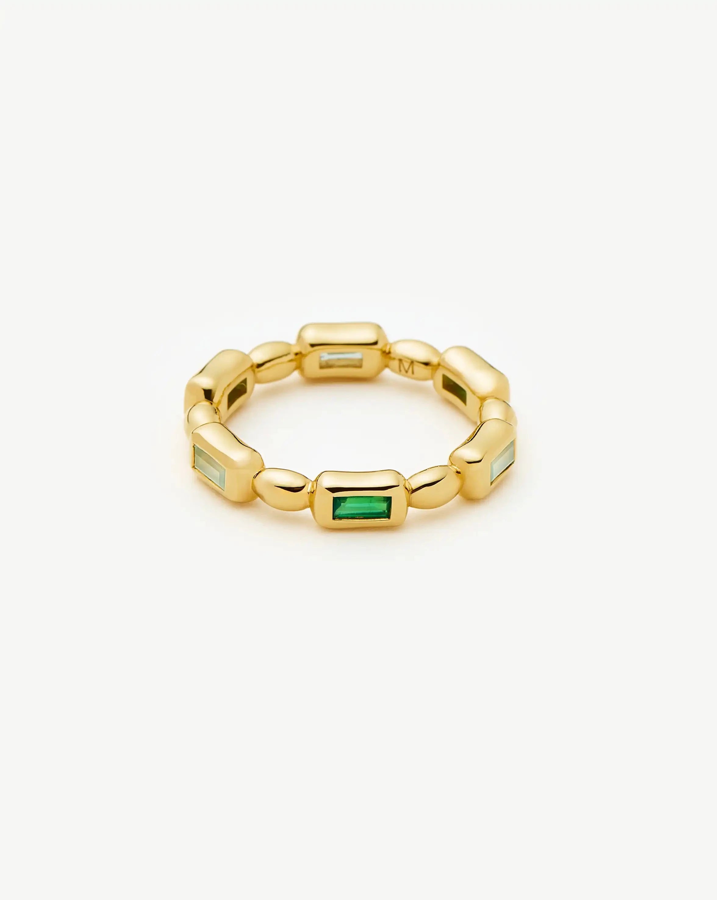 Molten Gemstone Stacking Ring | 18ct Gold Plated/Blue & Green Onyx Rings Missoma 