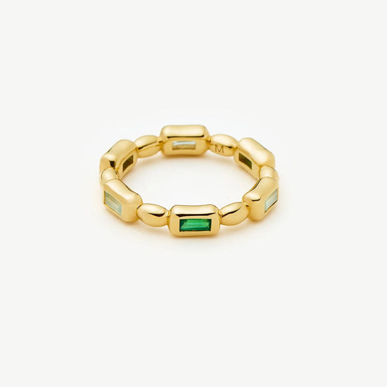 Molten Gemstone Stacking Ring | 18ct Gold Plated/Blue & Green Onyx Rings Missoma 