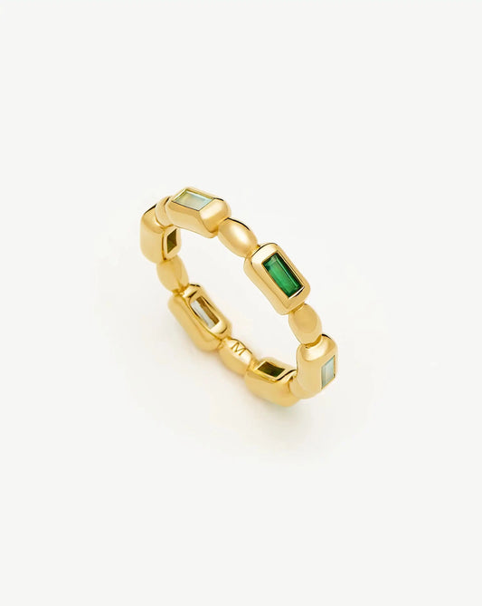 Molten Gemstone Stacking Ring | 18ct Gold Plated/Blue & Green Onyx Rings Missoma 