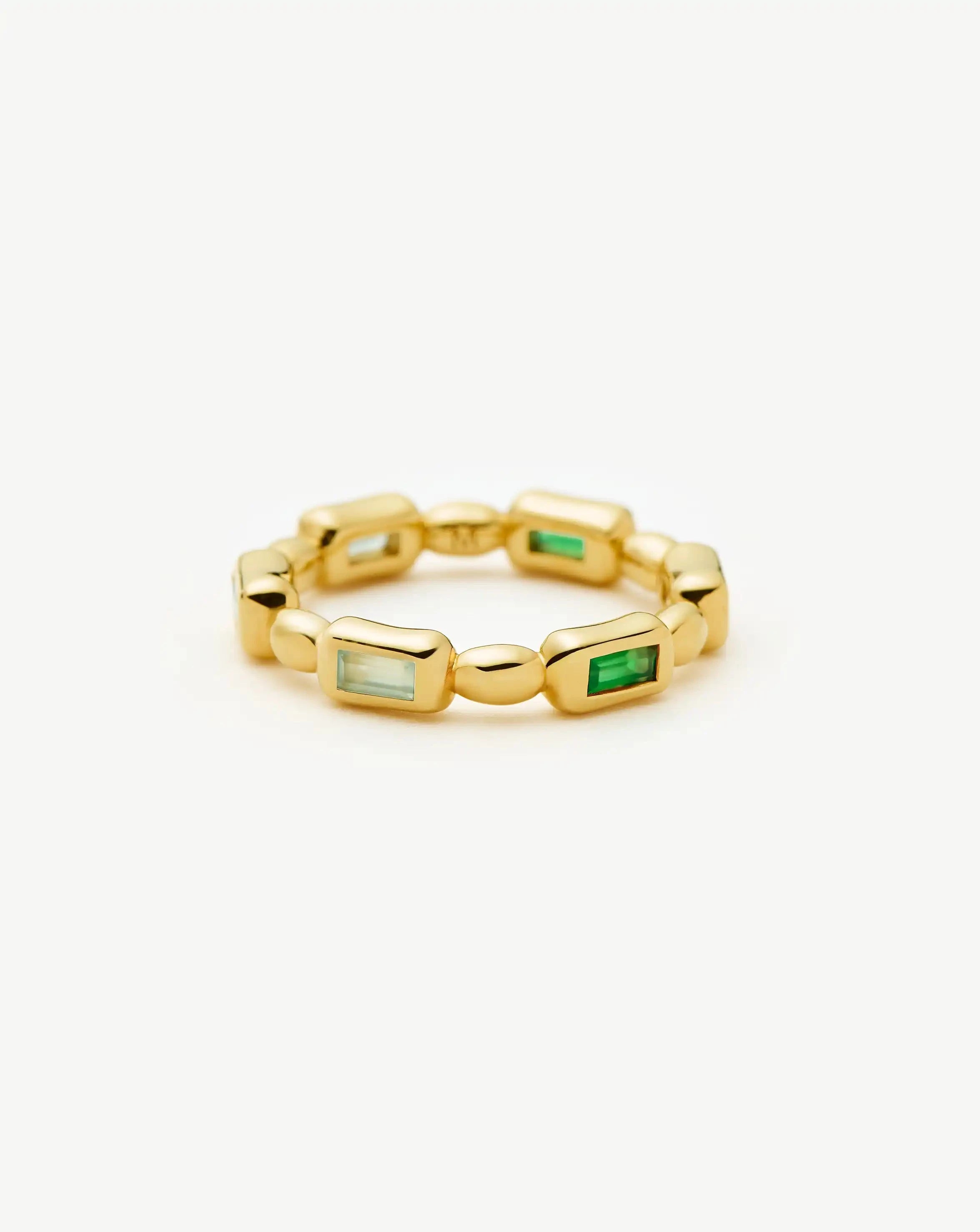 Molten Gemstone Stacking Ring | 18ct Gold Plated/Blue & Green Onyx Rings Missoma 