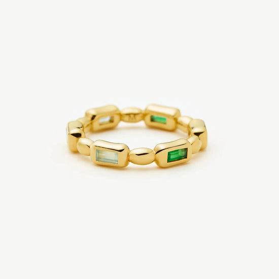 Molten Gemstone Stacking Ring | 18ct Gold Plated/Blue & Green Onyx Rings Missoma 