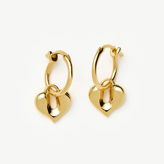 Molten Heart Charm Hoop Earrings | 18ct Gold Vermeil Earrings Missoma 