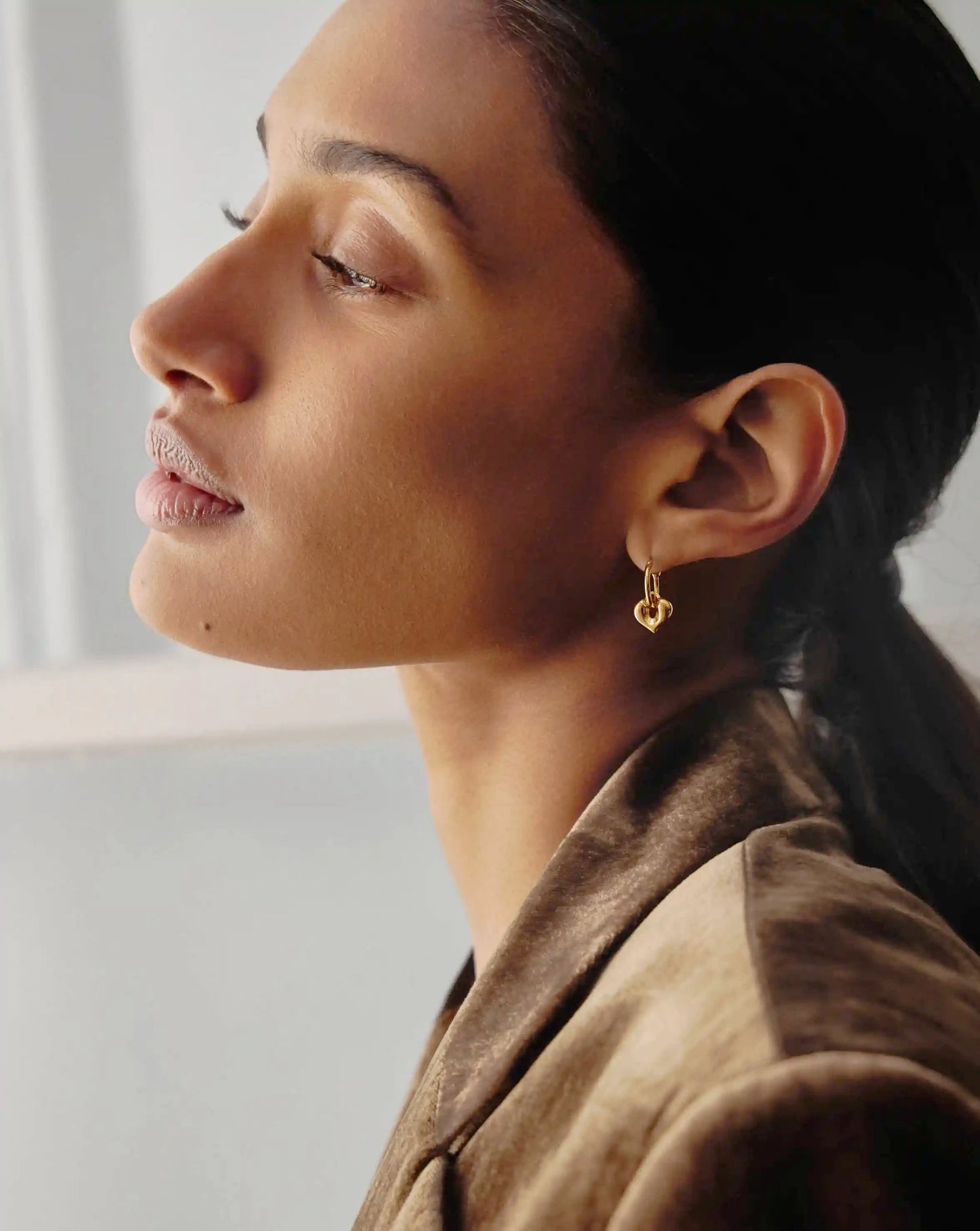 Molten Heart Charm Hoop Earrings | 18ct Gold Vermeil Earrings Missoma 