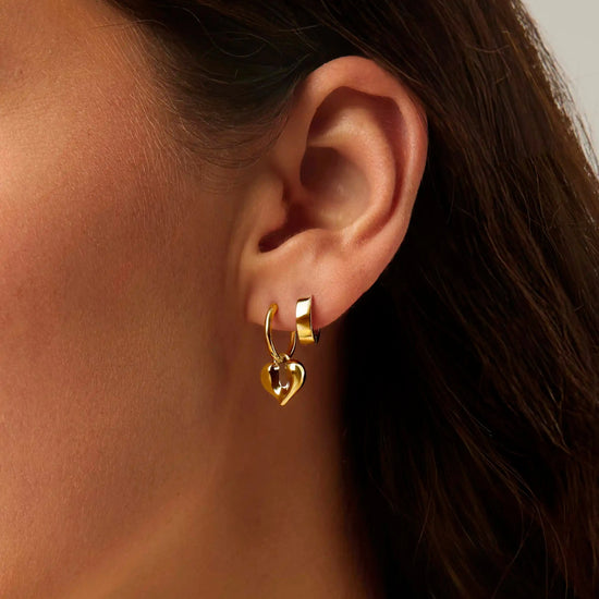 Molten Heart Charm Hoop Earrings | 18ct Gold Vermeil Earrings Missoma 