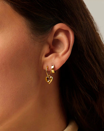 Molten Heart Charm Hoop Earrings | 18ct Gold Vermeil Earrings Missoma 
