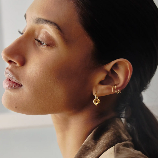 Molten Heart Charm Hoop Earrings | 18ct Gold Vermeil Earrings Missoma 