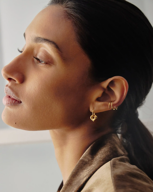 Molten Heart Charm Hoop Earrings | 18ct Gold Vermeil Earrings Missoma 