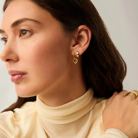 Molten Heart Charm Hoop Earrings | 18ct Gold Vermeil Earrings Missoma 