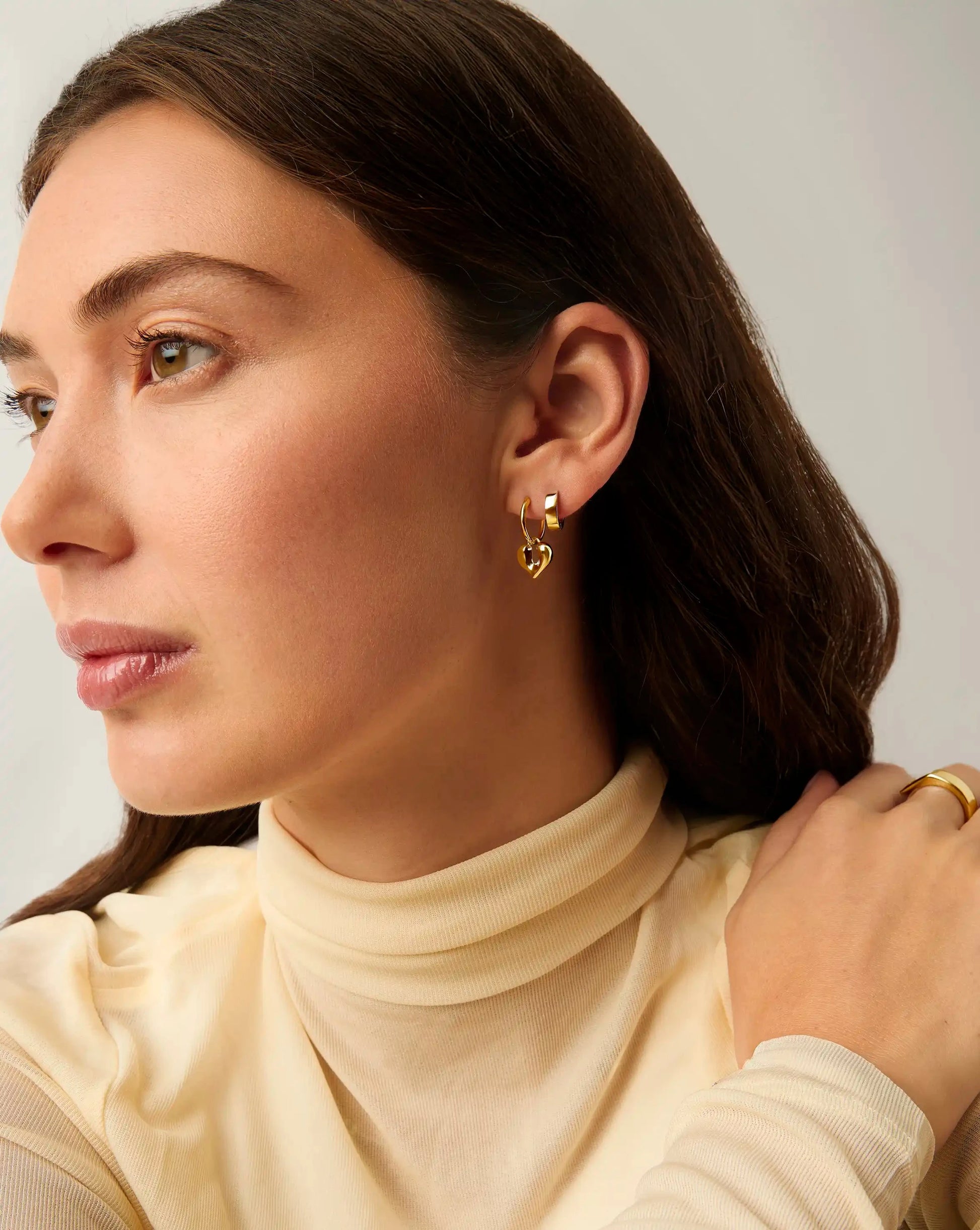 Molten Heart Charm Hoop Earrings | 18ct Gold Vermeil Earrings Missoma 