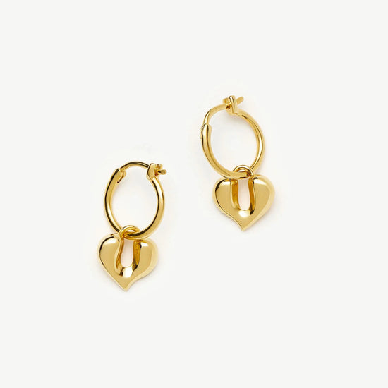 Molten Heart Charm Hoop Earrings | 18ct Gold Vermeil Earrings Missoma 