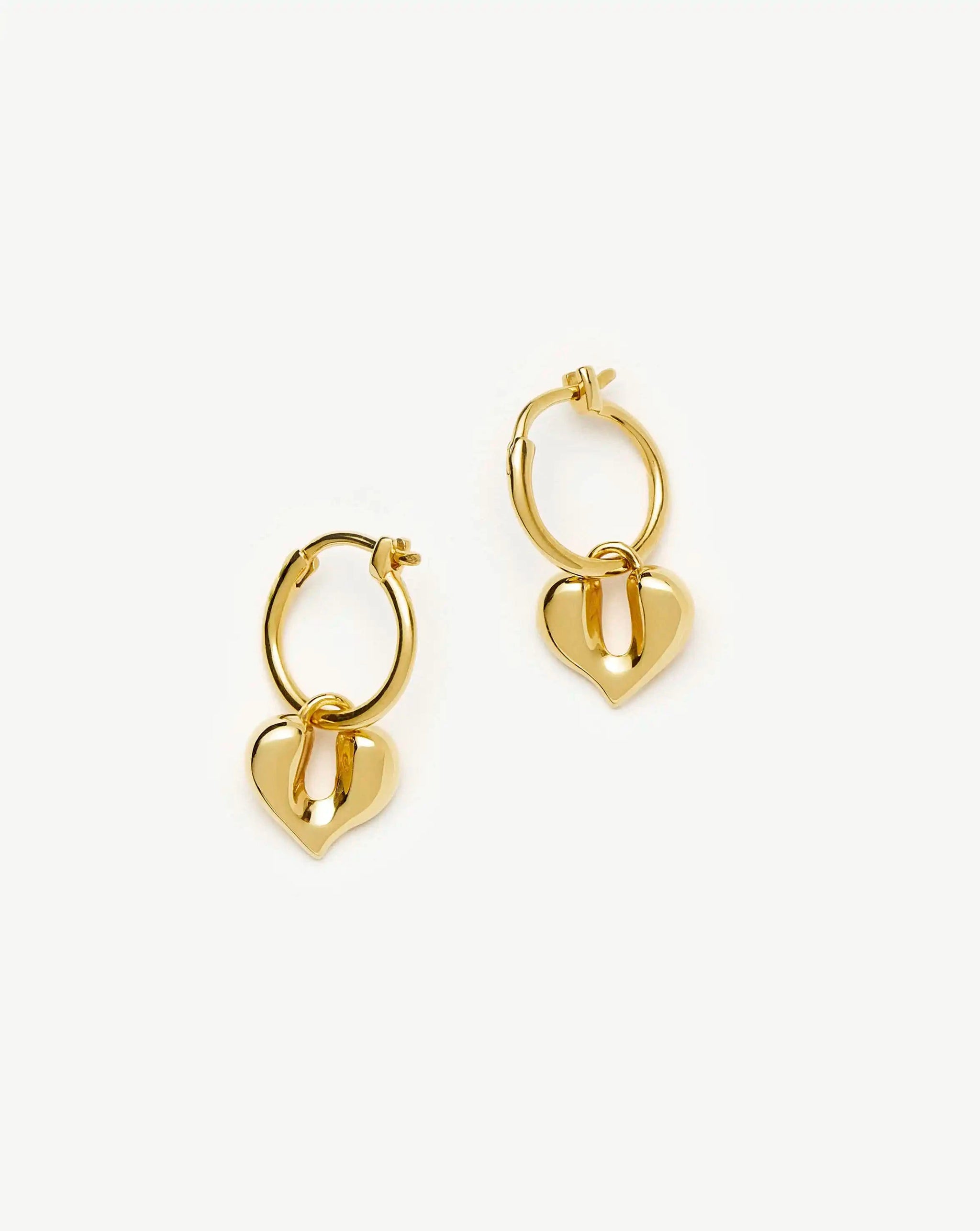 Molten Heart Charm Hoop Earrings | 18ct Gold Vermeil Earrings Missoma 