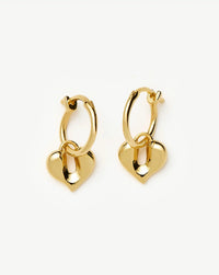 Molten Heart Charm Hoop Earrings | 18ct Gold Vermeil Earrings Missoma 