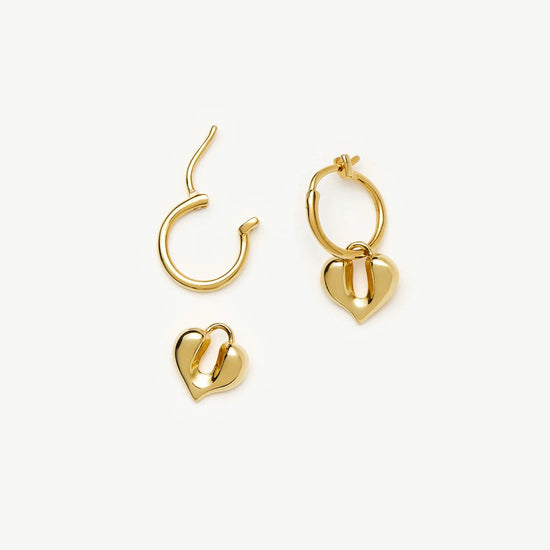 Molten Heart Charm Hoop Earrings | 18ct Gold Vermeil Earrings Missoma 