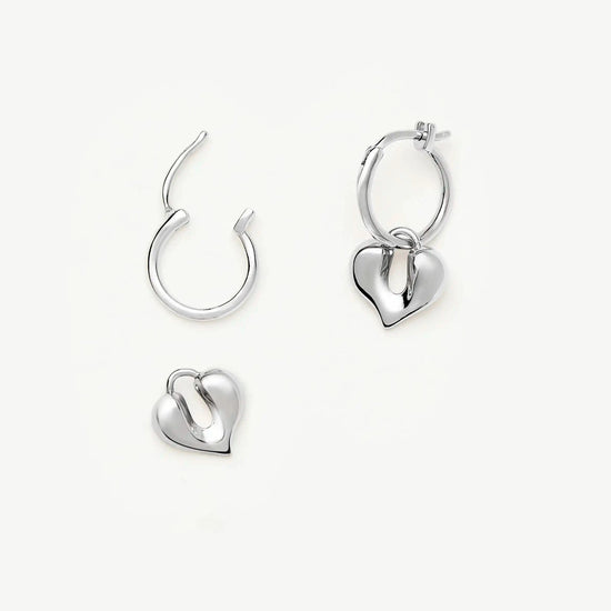 Molten Heart Charm Hoop Earrings | Sterling Silver Earrings Missoma 