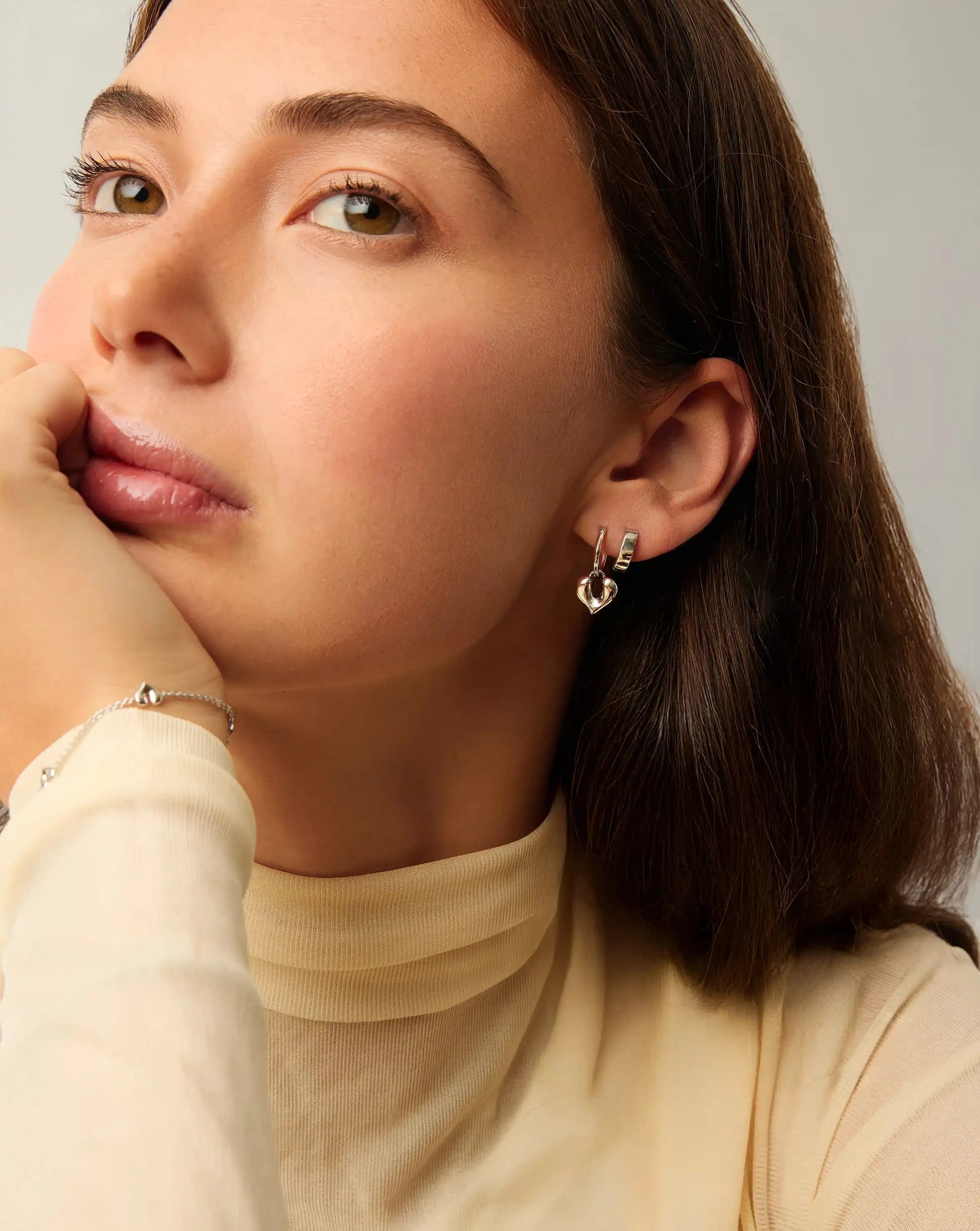 Molten Heart Charm Hoop Earrings | Sterling Silver Earrings Missoma 