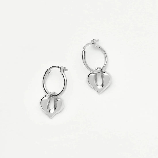 Molten Heart Charm Hoop Earrings | Sterling Silver Earrings Missoma 