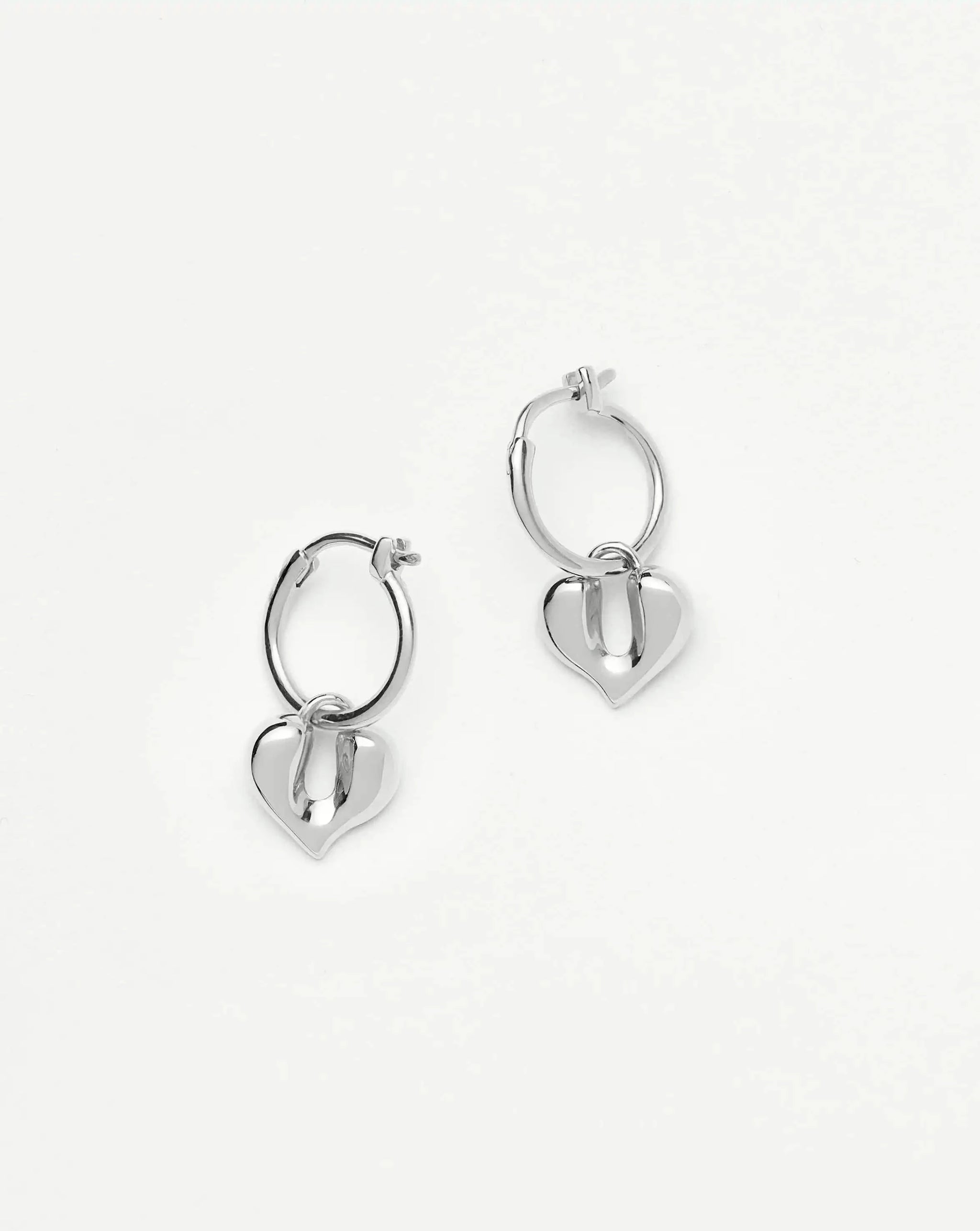 Molten Heart Charm Hoop Earrings | Sterling Silver Earrings Missoma 