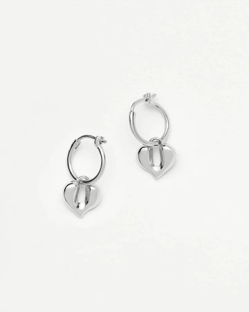 Molten Heart Charm Hoop Earrings | Sterling Silver Earrings Missoma 