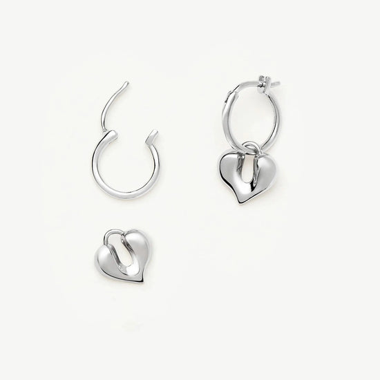 Molten Heart Charm Hoop Earrings | Sterling Silver Earrings Missoma 