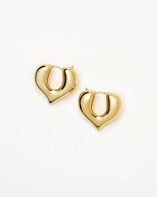 Molten Heart Medium Hoop Earrings | 18ct Gold Plated Earrings Missoma 