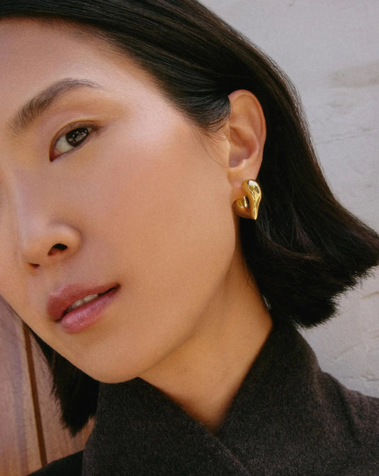 Molten Heart Medium Hoop Earrings | 18ct Gold Plated Earrings Missoma 