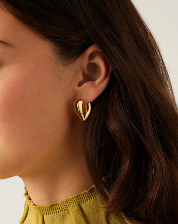 Molten Heart Medium Hoop Earrings | 18ct Gold Plated Earrings Missoma 