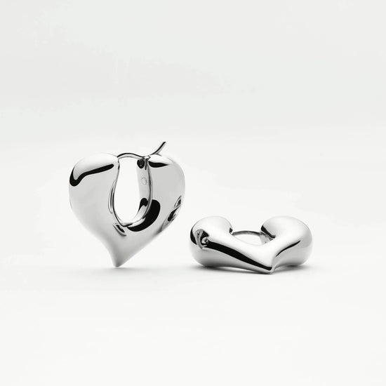Molten Heart Medium Hoop Earrings | Silver Plated Earrings Missoma 